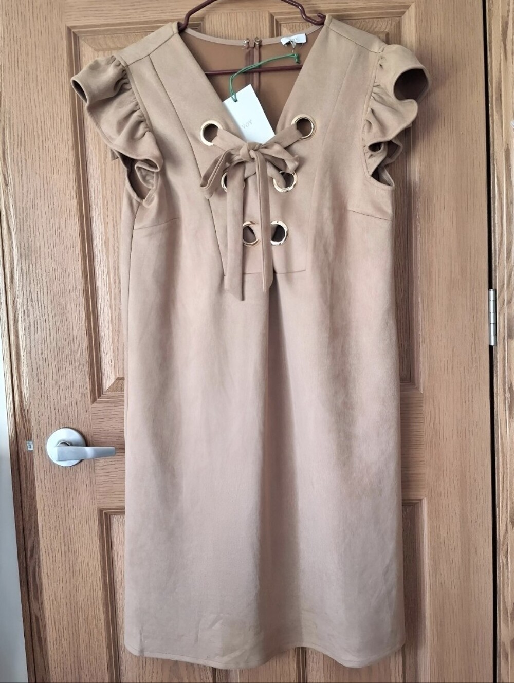NWT Boutique Voy Faux Suede Lace-Up Shift Dress